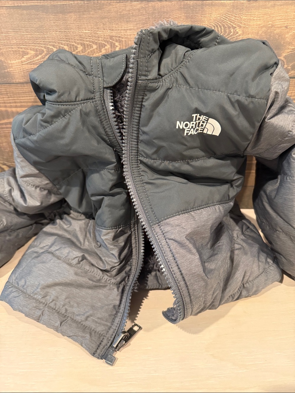 The North Face Kids Gray Two-Tone Puffer Jacket